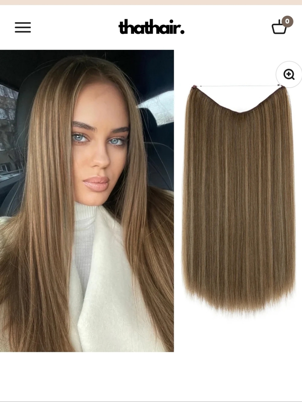 New ThatHair Sandy Brunette Straight 18" Halo Hair Extention